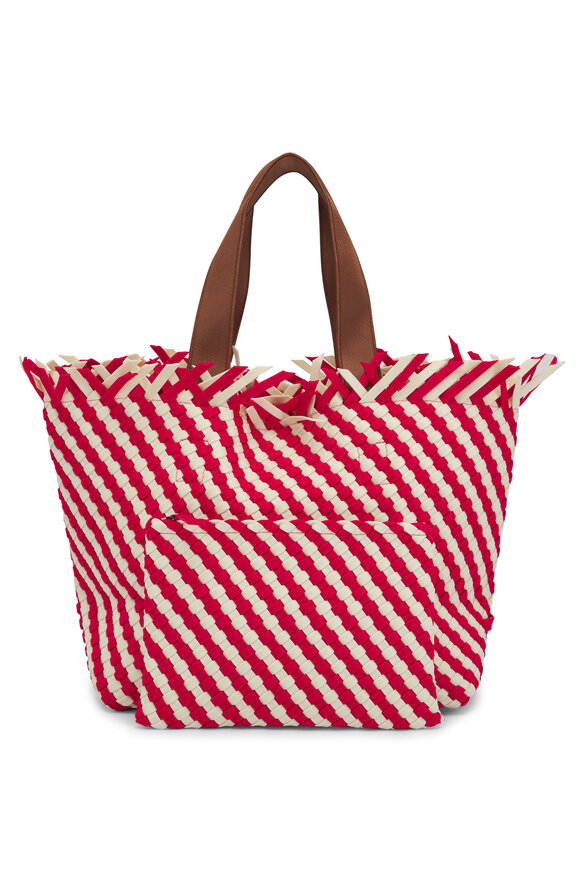 Naghedi - Medium Havana Amalfi Red & Bone Stripe Tote