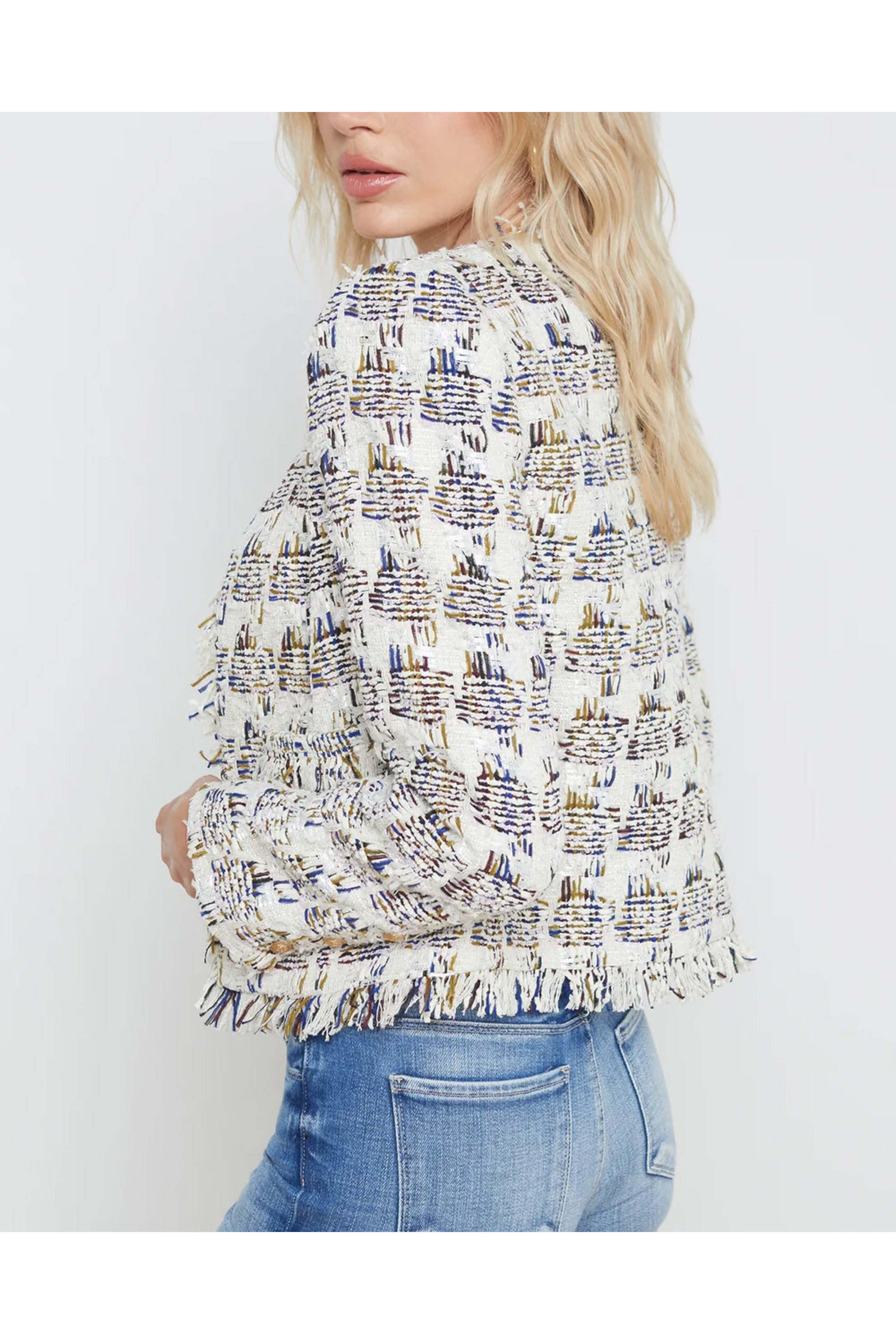 L'Agence - Ivory Plaid Tweed Angelina Jacket