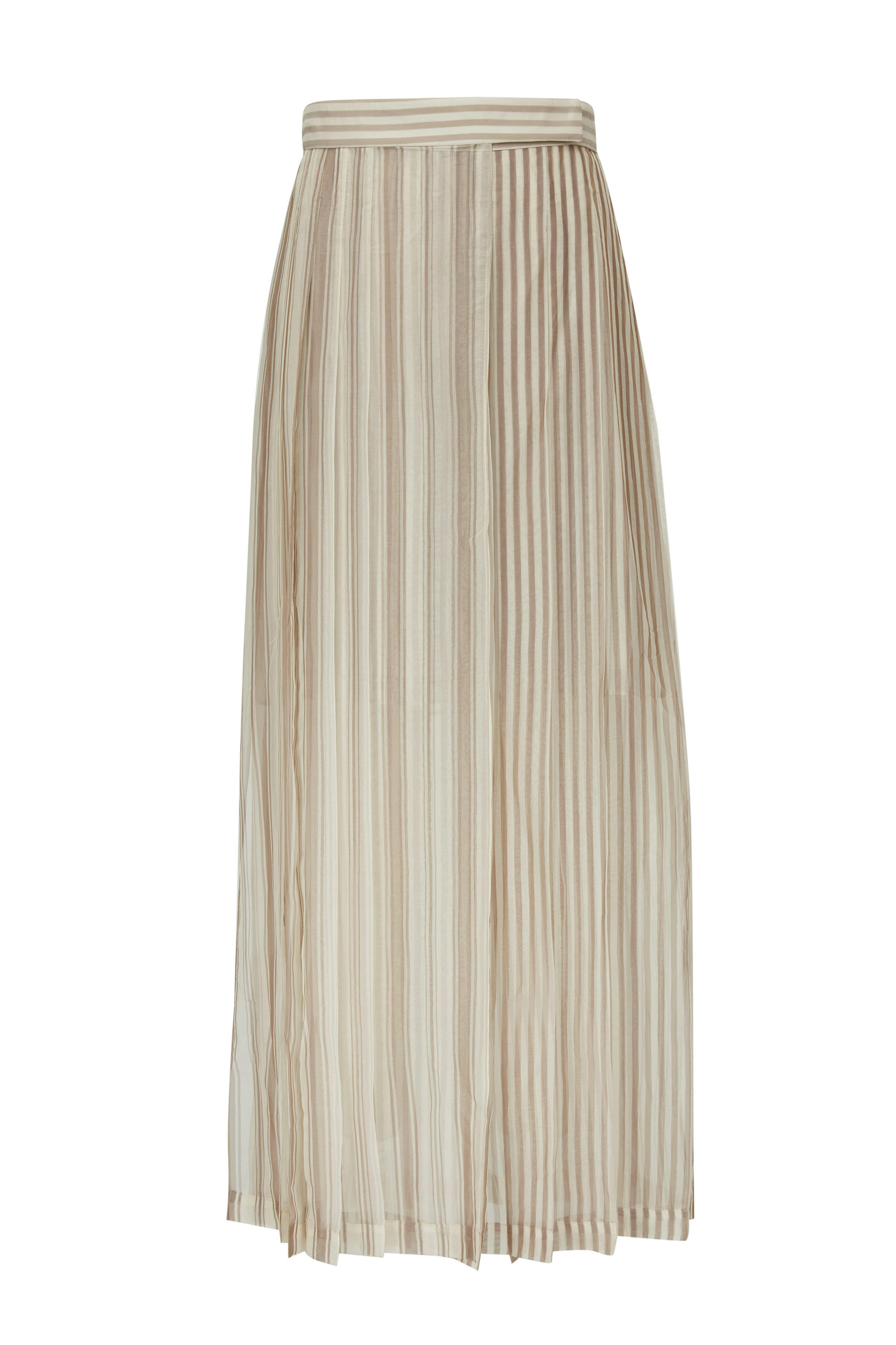 Brunello Cucinelli - Desert Silk Vertical Stripe Maxi Skirt