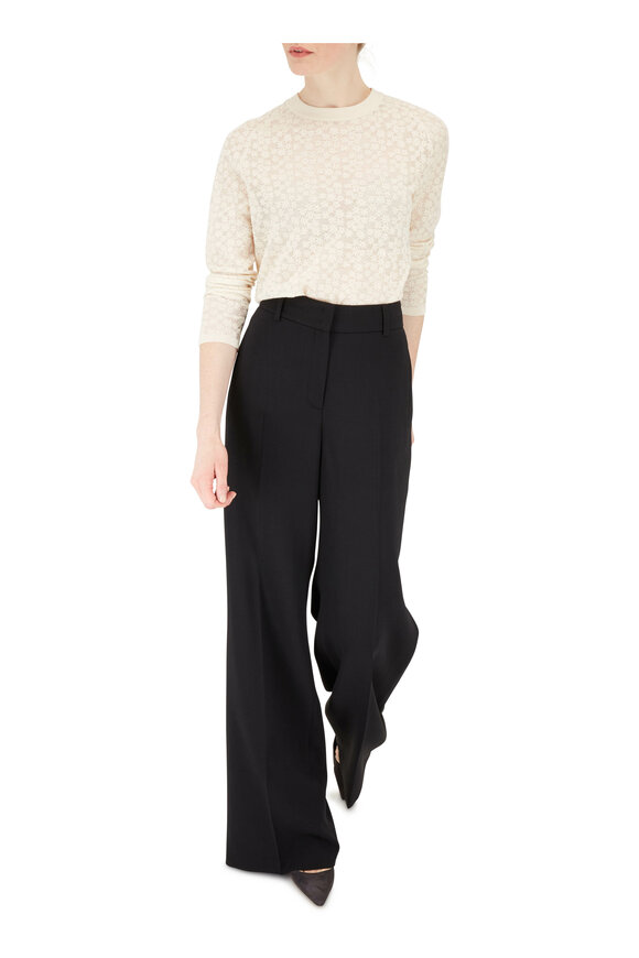 Akris - Black Wool Wide Leg High-Rise Pant