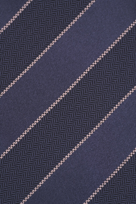 Brunello Cucinelli - Dark Gray Stripe Chevron Silk Necktie