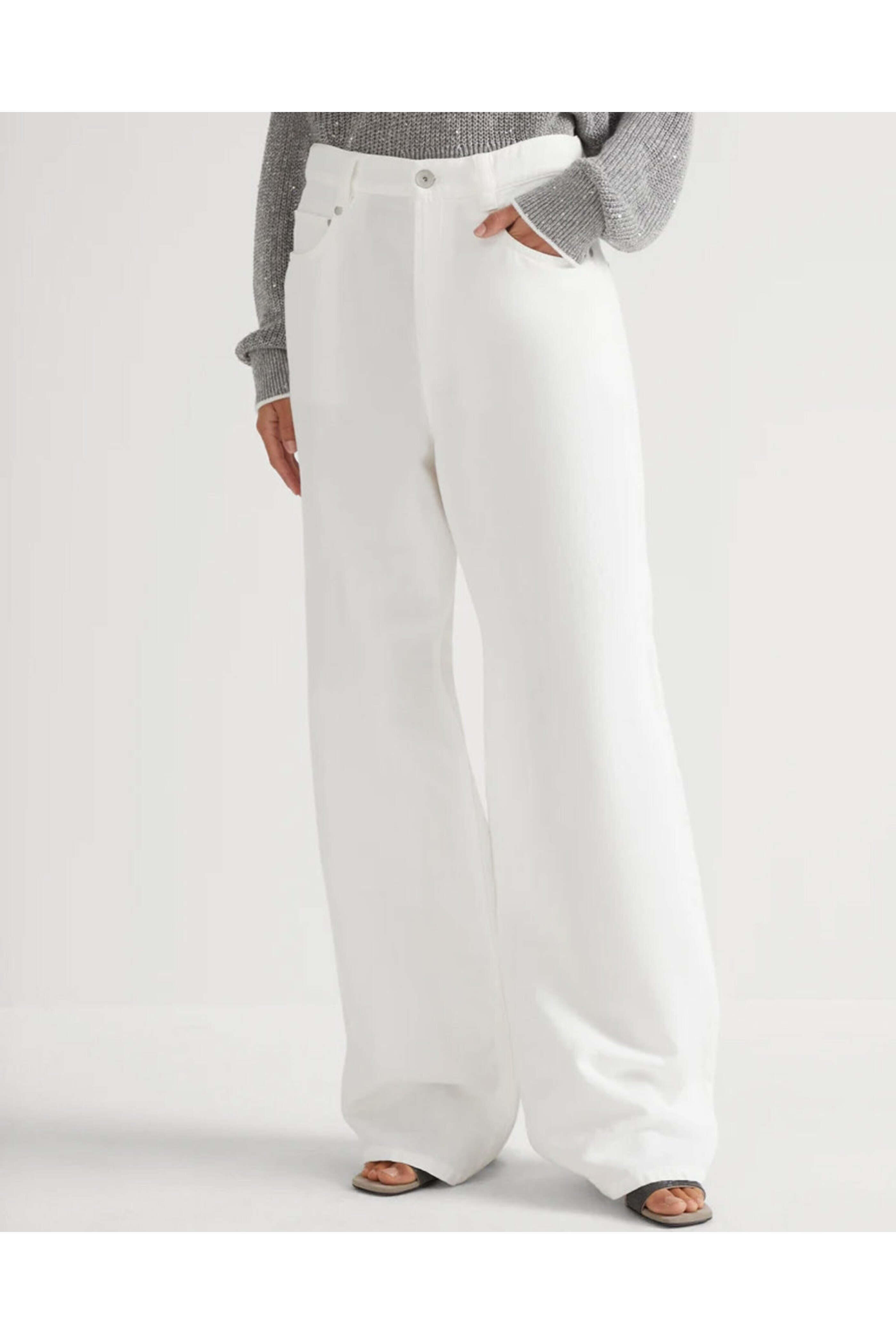 Brunello Cucinelli - Dyed Wide Leg Jean in Natural