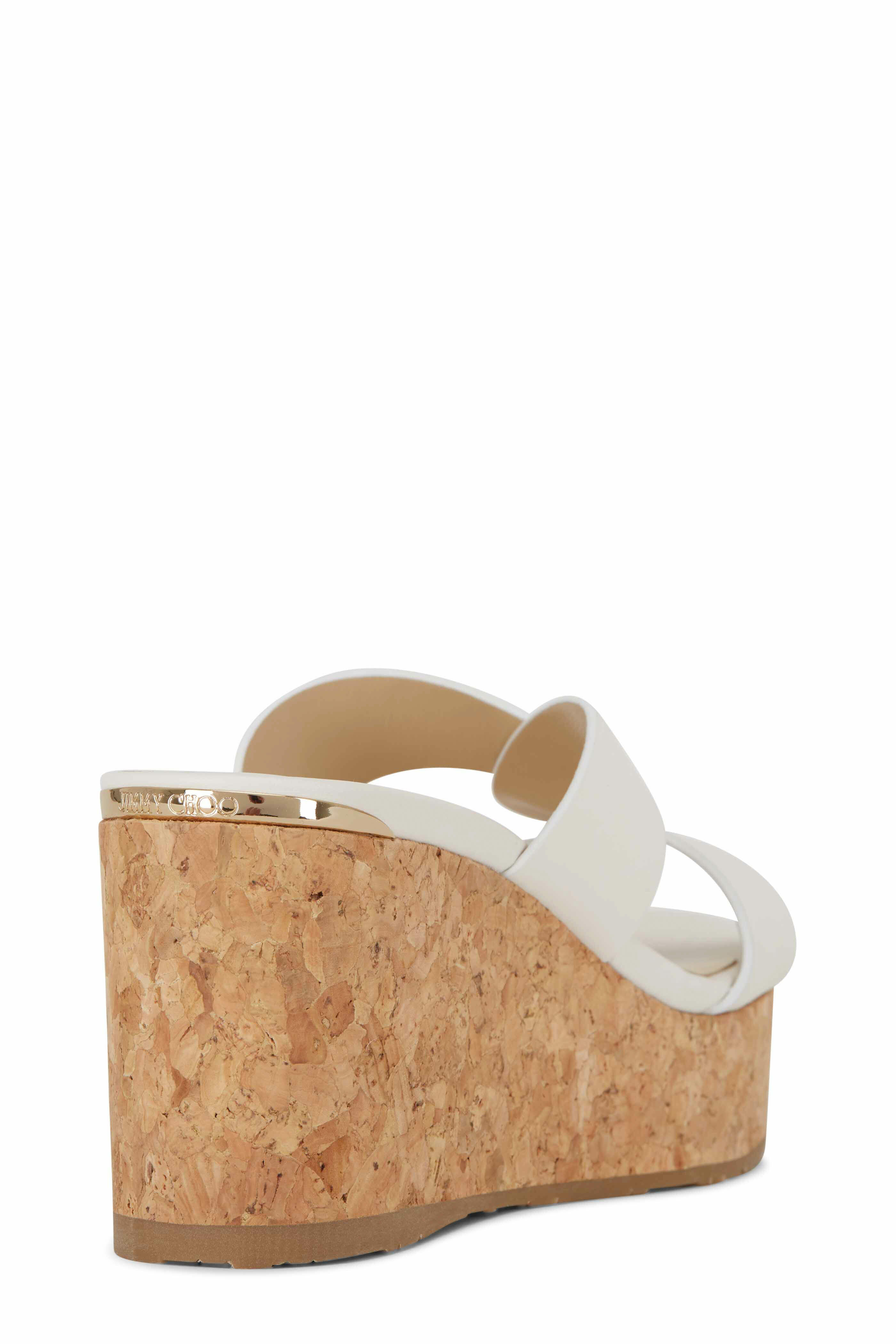 Jimmy Choo - Atia Latte Leather Cork Wedge Slide Sandal, 75mm
