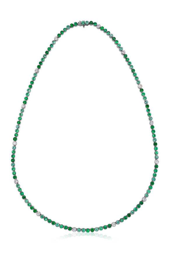 Nam Cho 18k Multi Shade Emerald Diamond Riviera Necklace - view 1