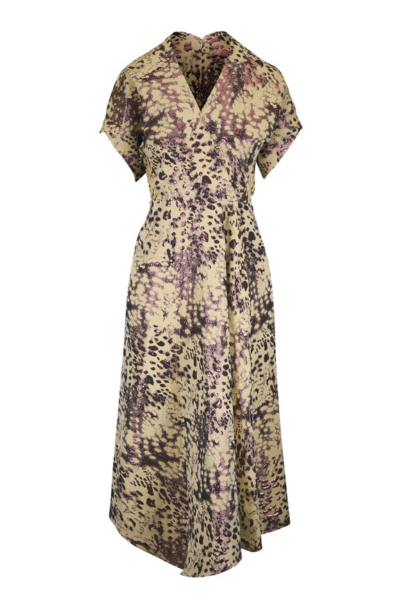 Zero + Maria Cornejo Long Aki Wave Copper Spot Metallic Jacquard Dress - view 1