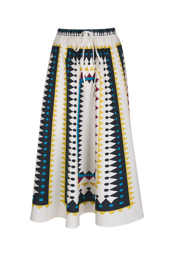 La Double J - Doric Placée Cream Cotton Poplin Drawstring Skirt