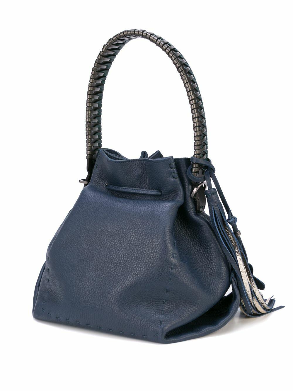 Henry Beguelin - Navy Grained Leather Small Hobo Bucket Bag