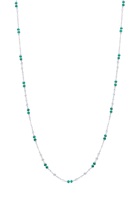 Fred Leighton - Emerald Rose-Cut Diamond Link Chain Necklace