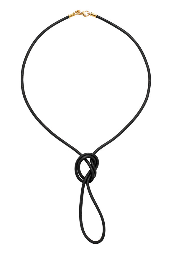 Temple St. Clair 18k Gold Open Bale Black Cord Necklace - view 2