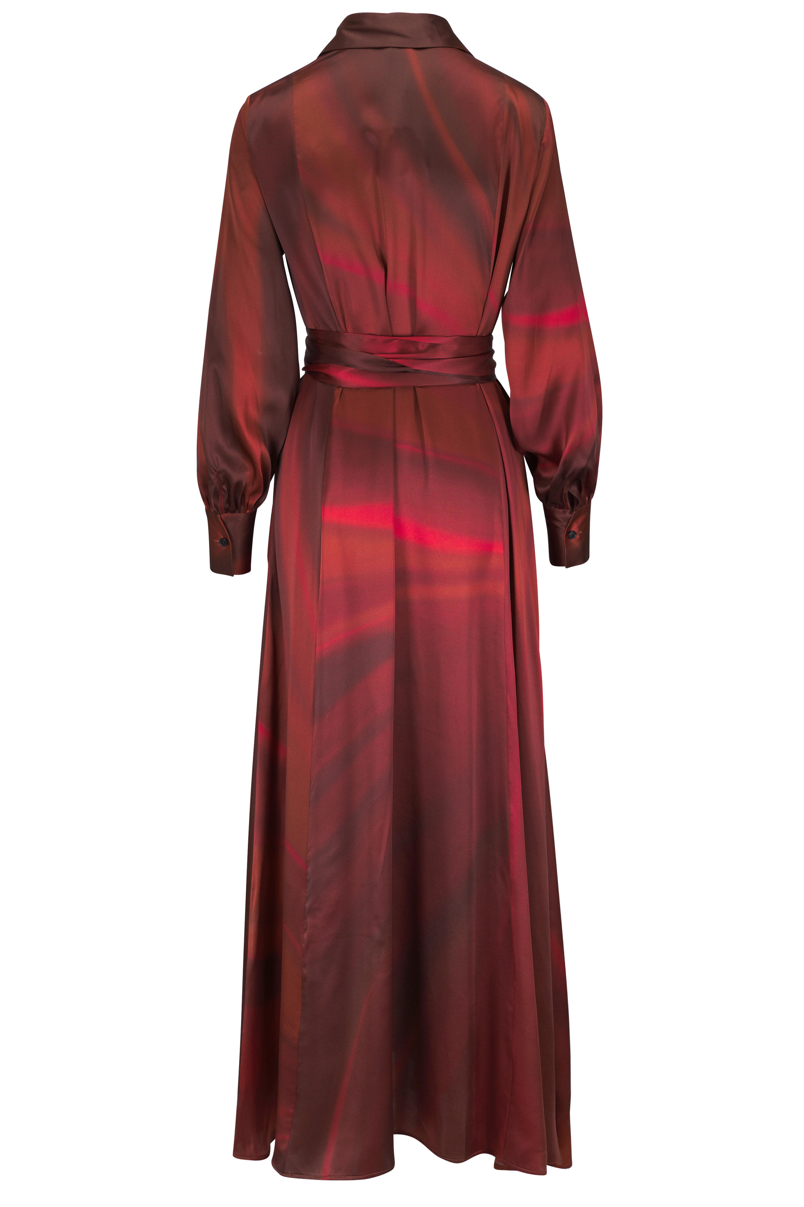 Kiton - Red Rust Silk Maxi Dress
