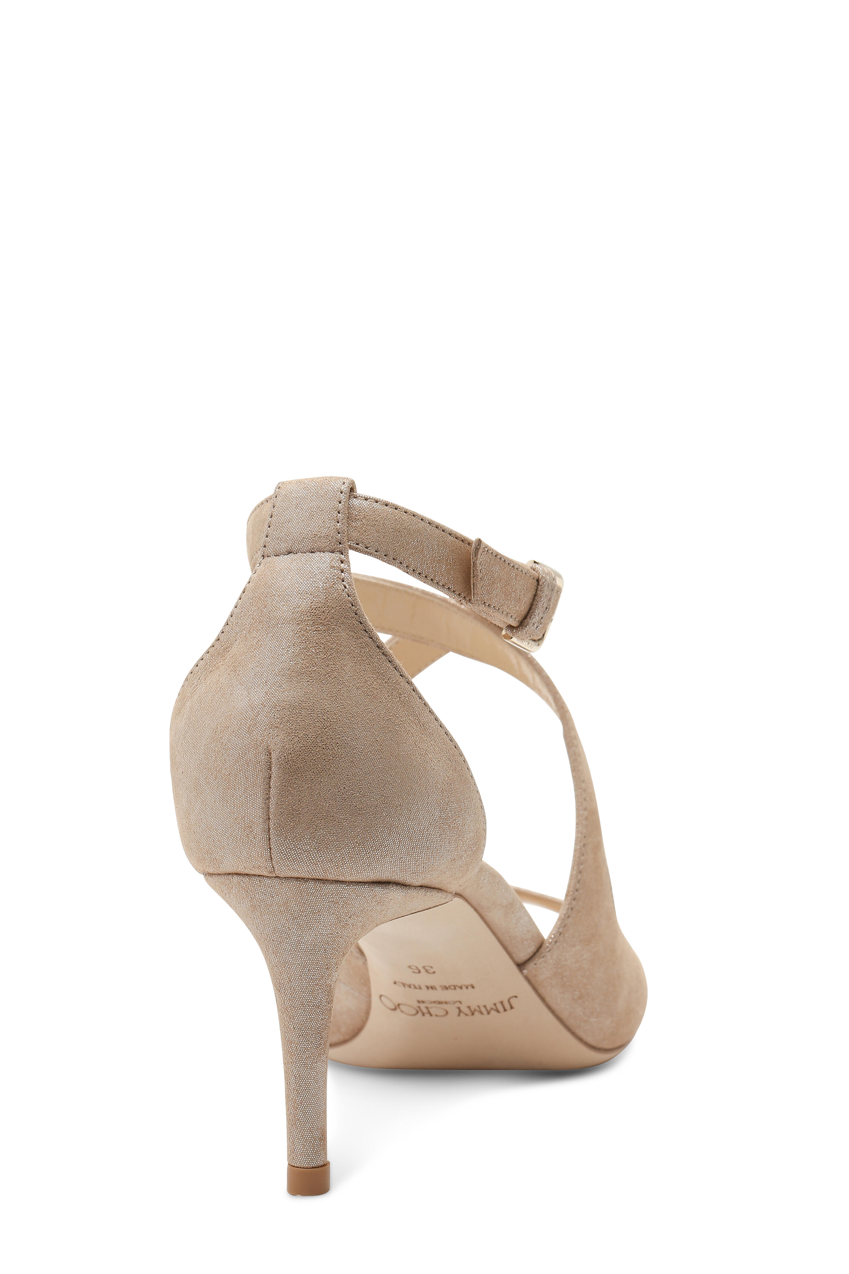 Jimmy Choo - Emily Sand Shimmer Criss-Cross Sandal, 65mm