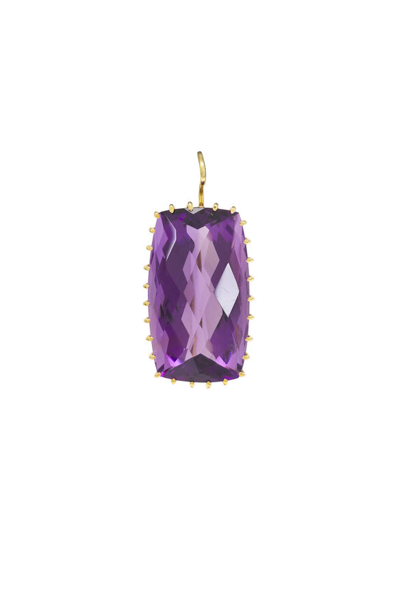 Renee Lewis 18k Yellow Gold Mismatched Amethyst Earring - view 2