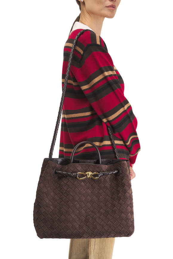 Bottega Veneta Medium Andiamo Fondant Intrecciato Suede Bag - view 3