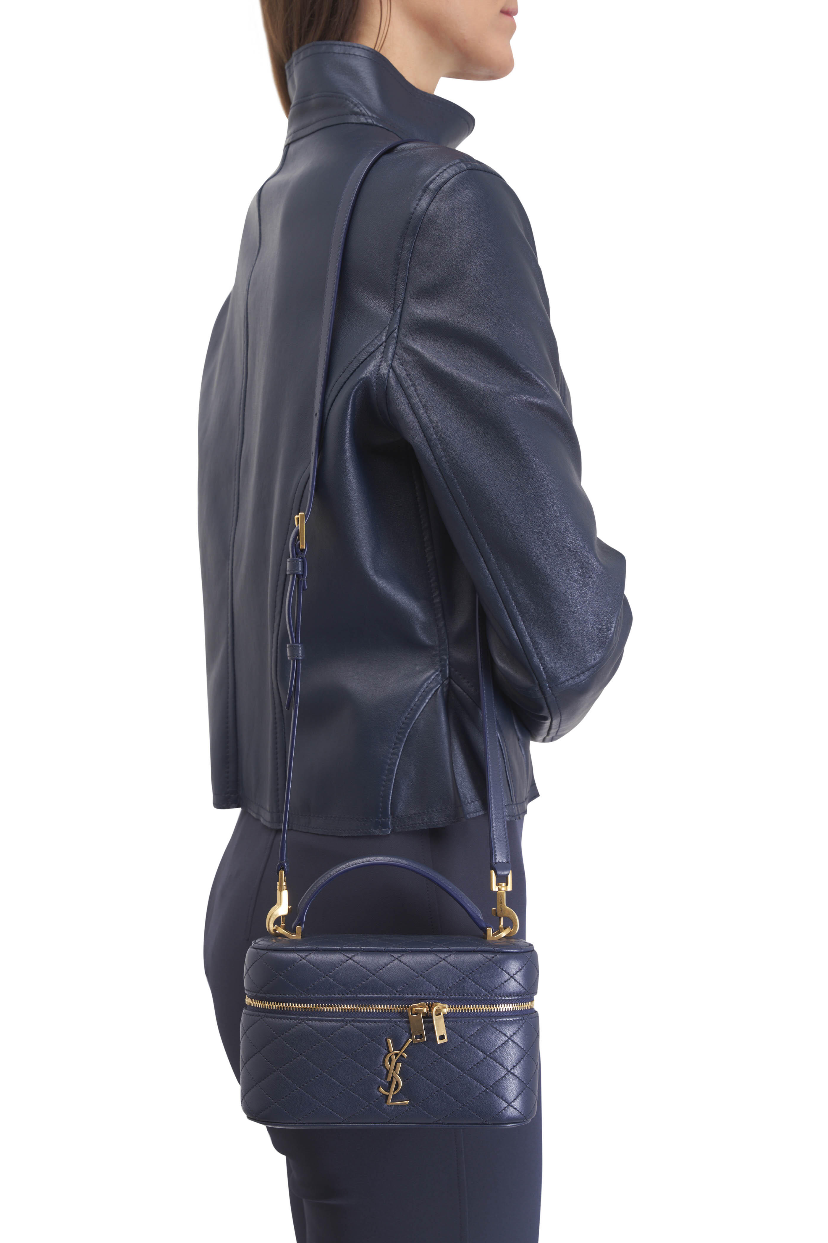 Saint Laurent - Gaby Bleu Abysse Quilted Vanity Bag