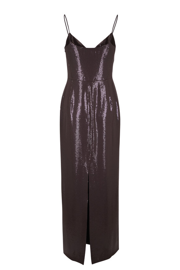 Michael Kors Collection Sweetheart Chocolate Brown Sequin Slip Gown