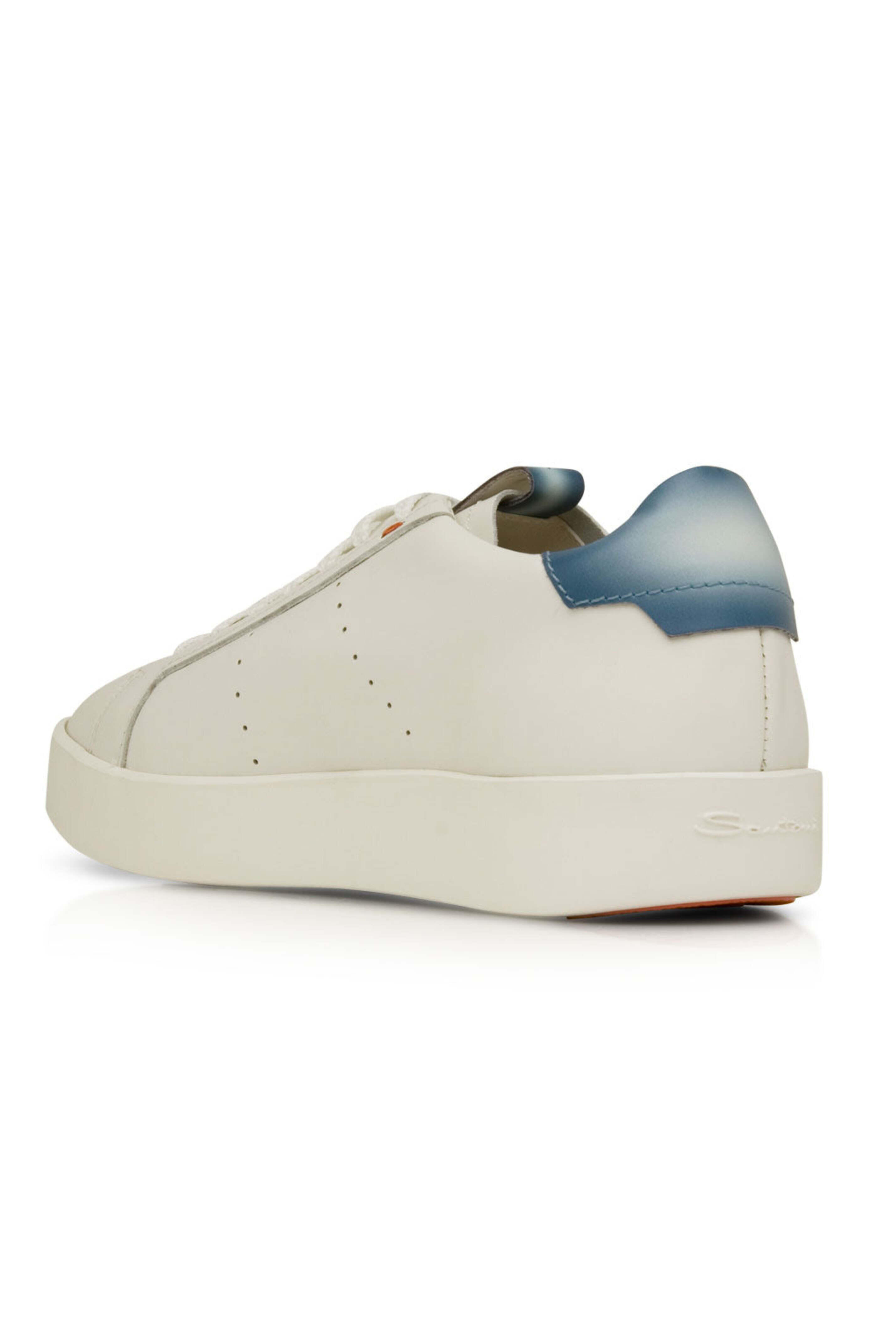 Santoni - Colorblock Leather Sneaker in White and Blue