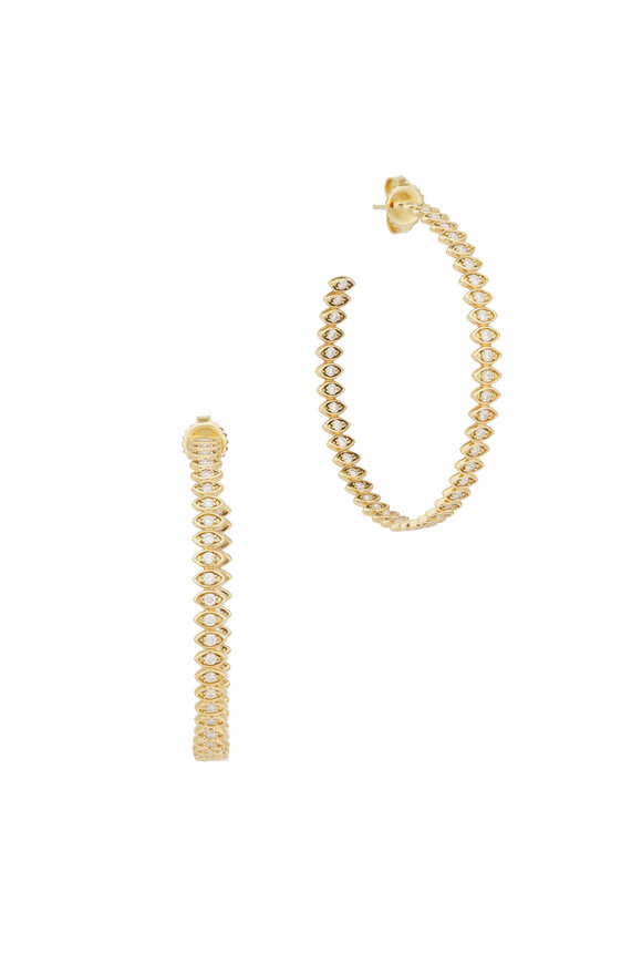 Sydney Evan 14k Yellow Gold Marquise Diamond Evil Eye Hoops