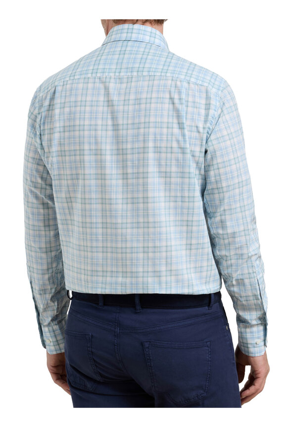 Peter Millar Tropea Light Willow Check Cotton Sport Shirt - view 4
