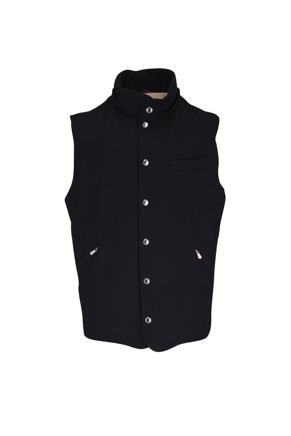 Brunello Cucinelli Black Wool Flannel Down Vest - view 3