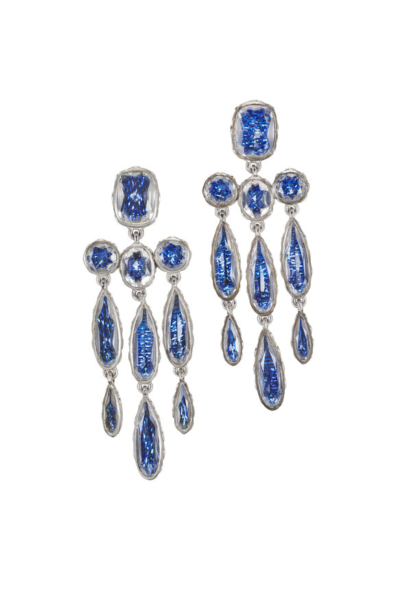 Larkspur & Hawk Bride Midnight Blue Long Girandole Earrings