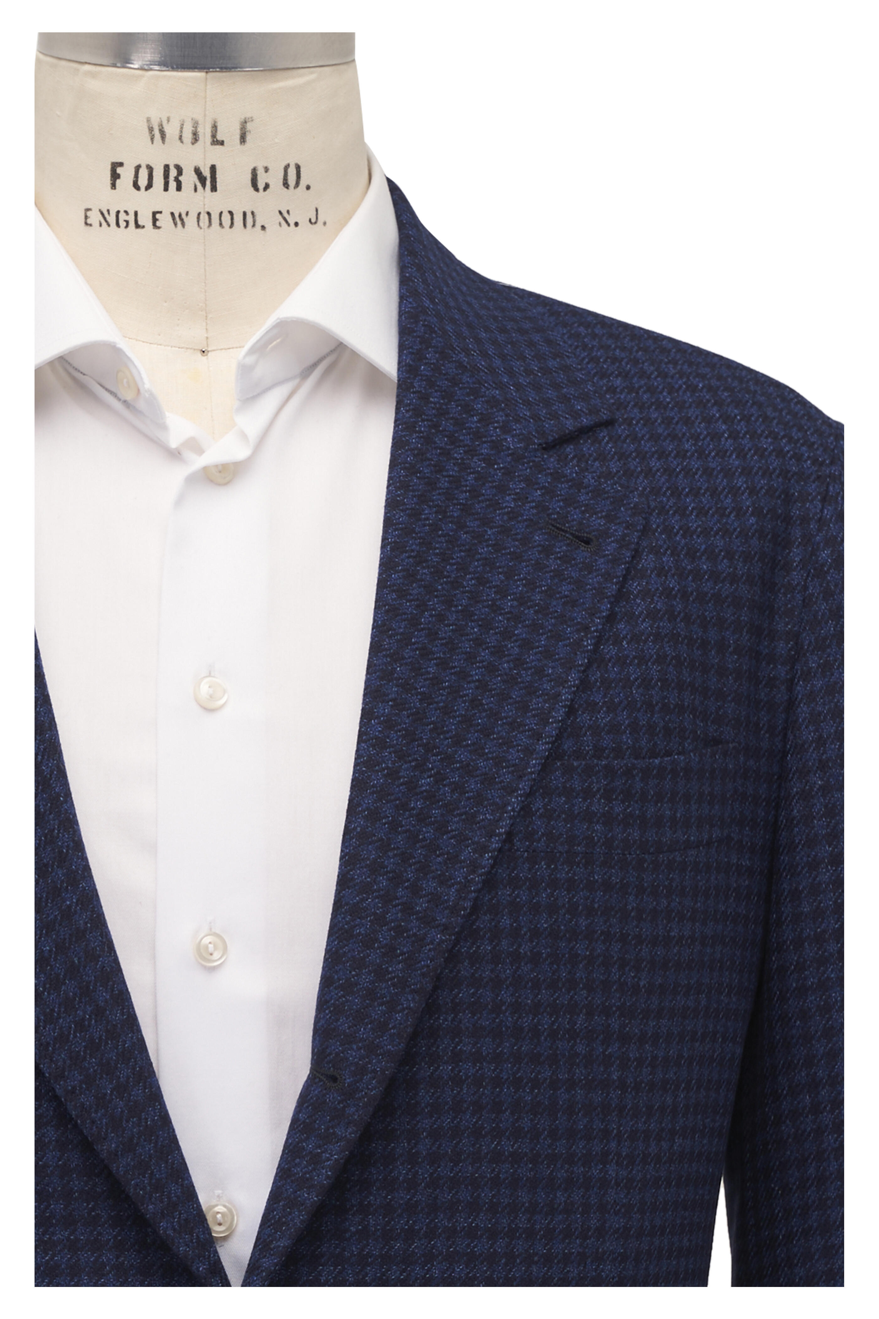 Brunello Cucinelli - Navy Houndstooth Wool, Cashmere & Silk Sportcoat