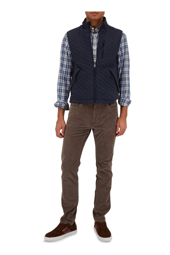 Faherty Brand - Epic Navy Mélange Quilted Fleece Vest