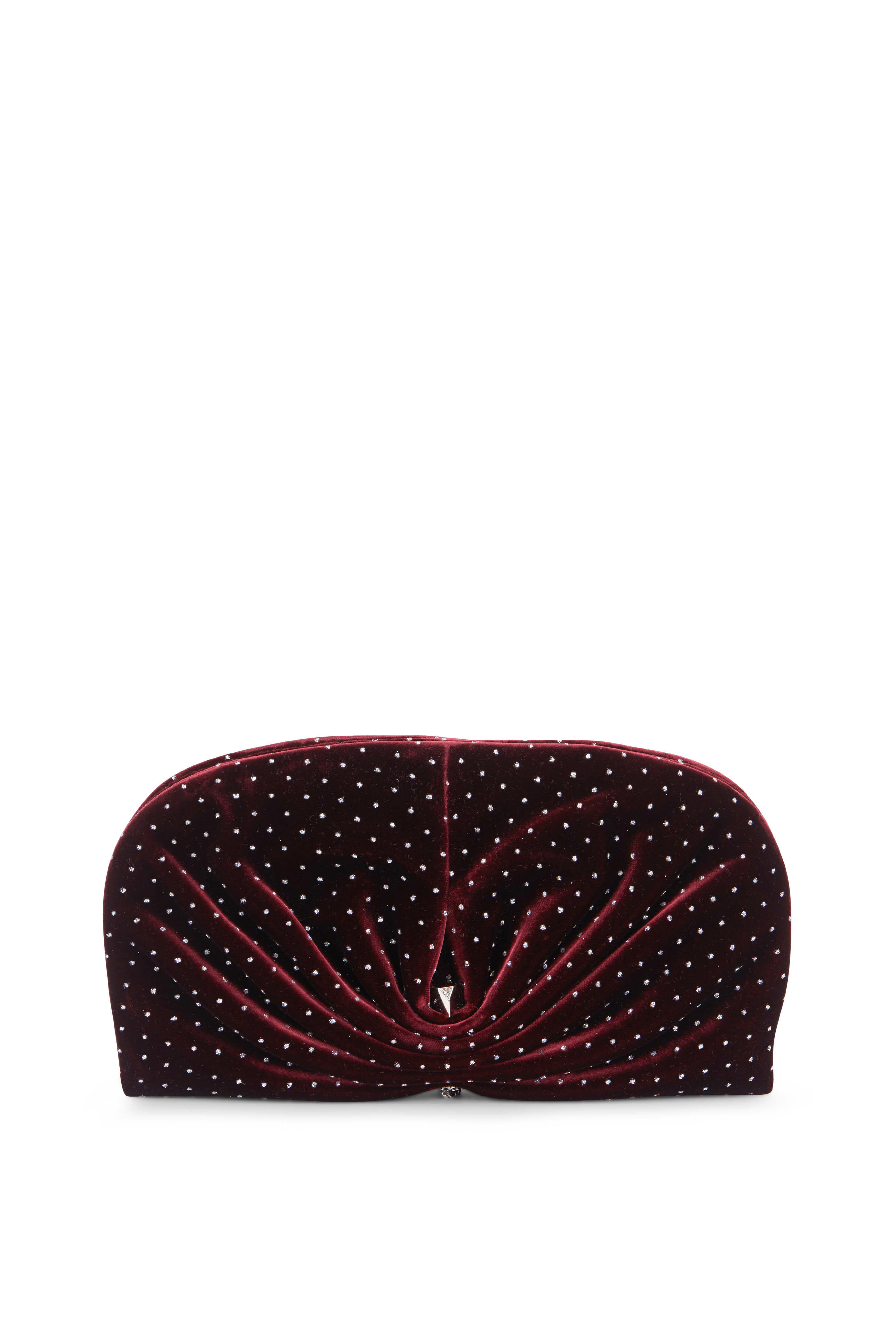 Jimmy Choo - Vivien Grape Velvet Glitter Spotted Clutch