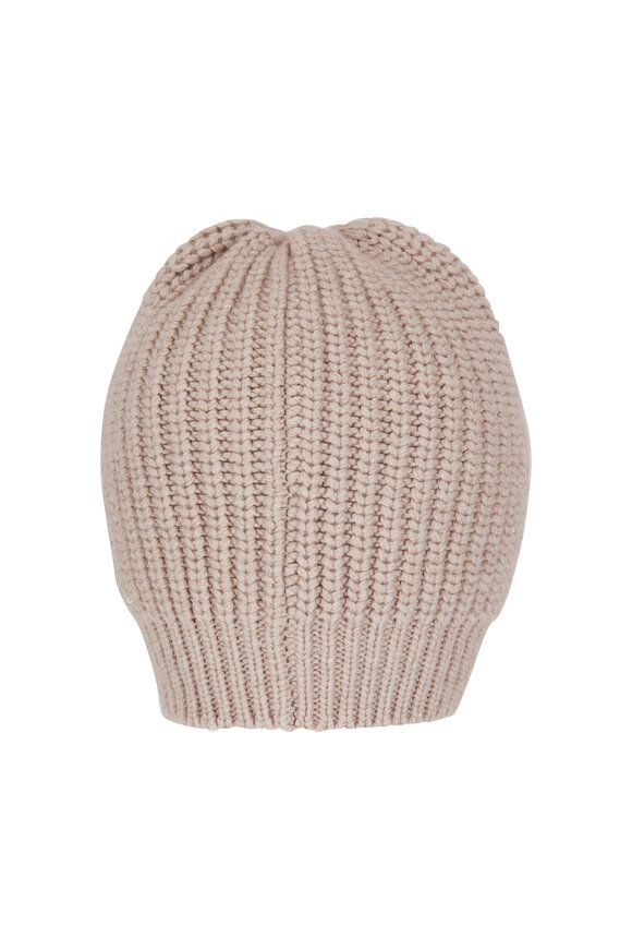 Brunello Cucinelli - Beige Cashmere English Ribbed Paillette Beanie