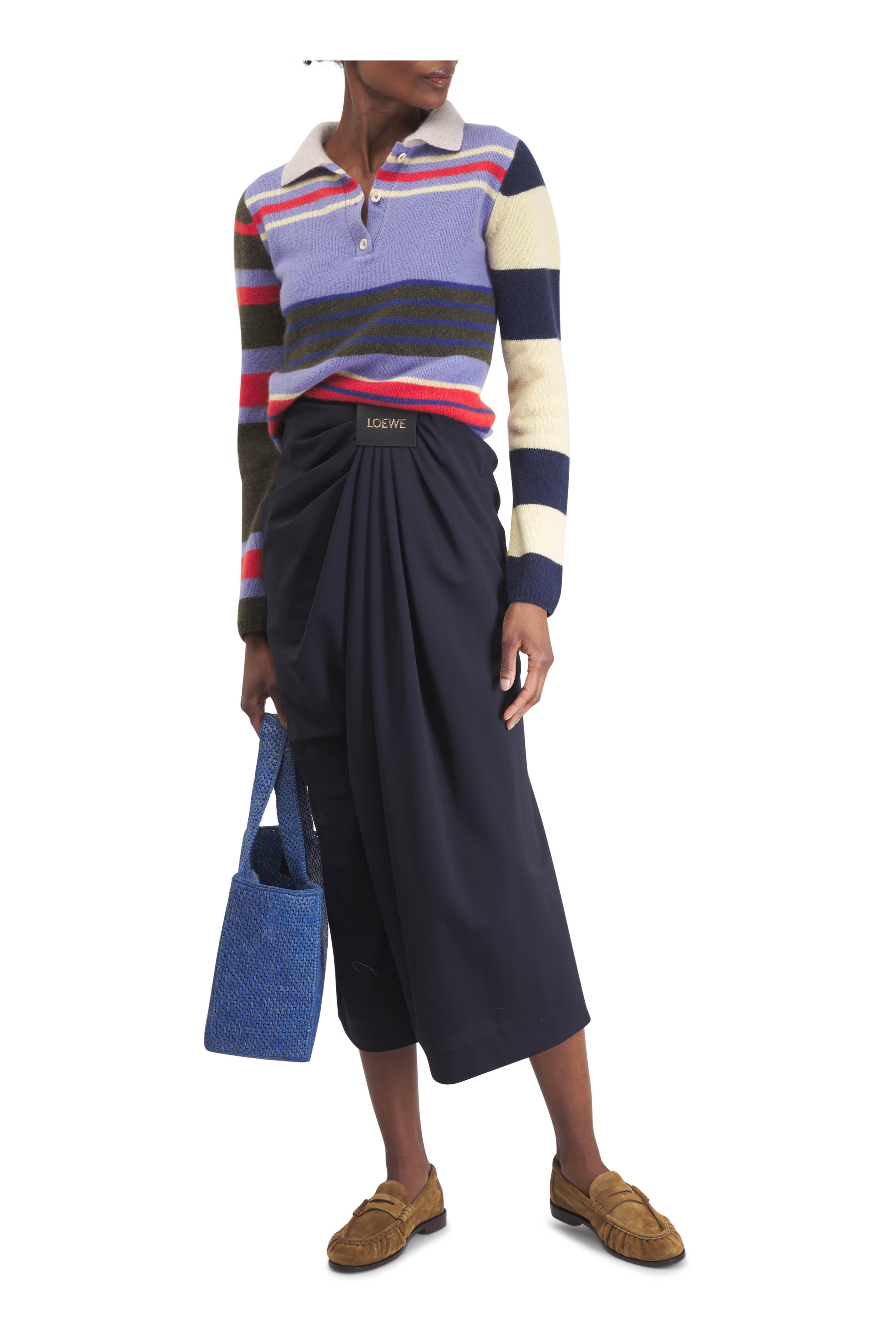 Loewe - Medium Light Blue Raffia Tote