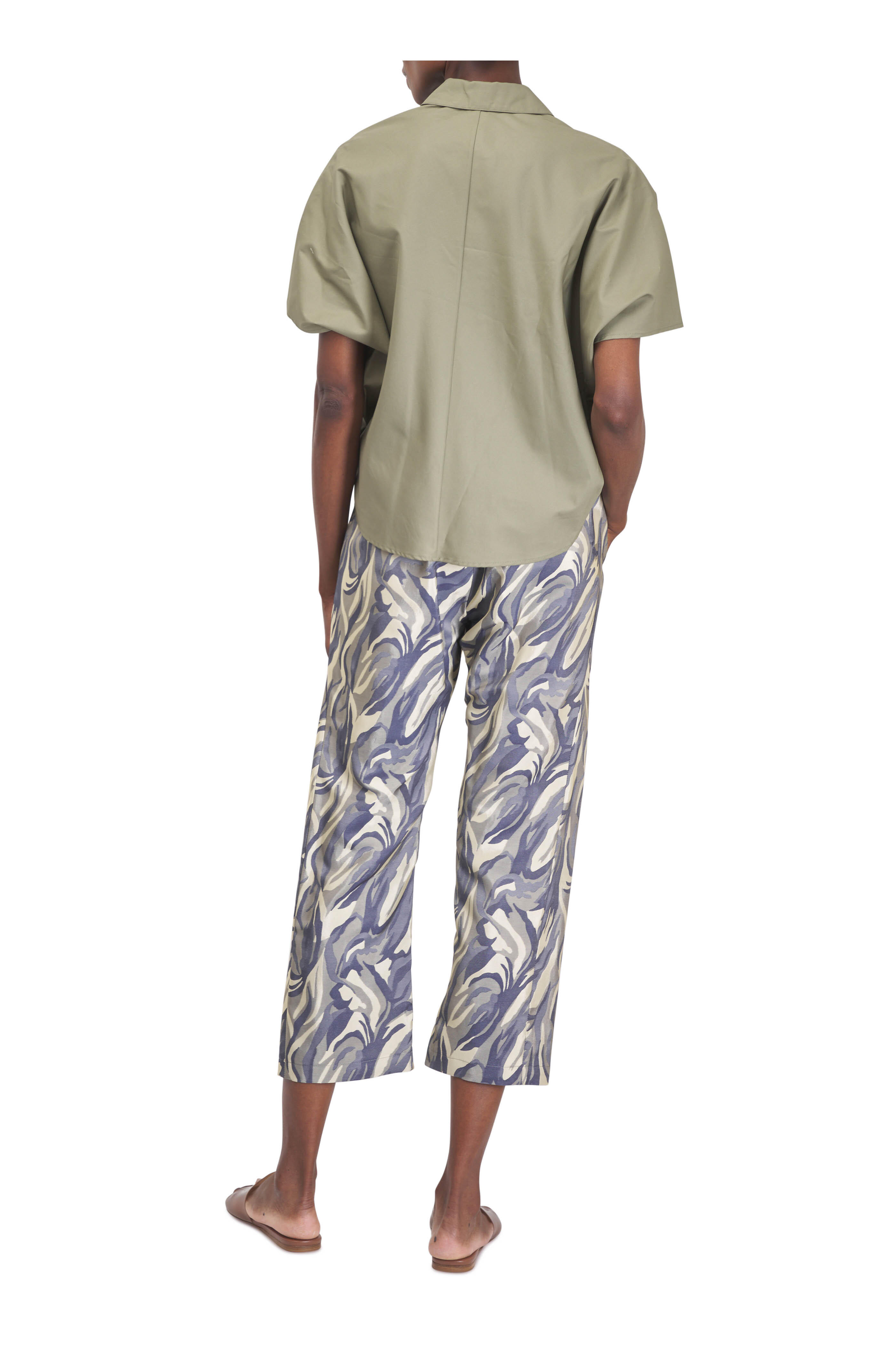 Zero + Maria Cornejo - EKO Navy & Yellow Floral Jacquard Pant