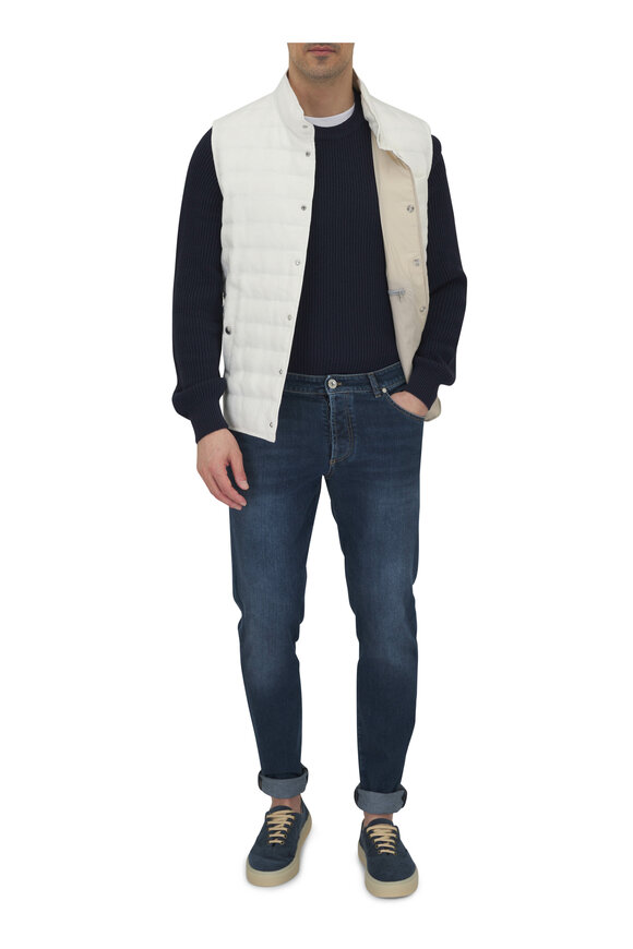 Brunello Cucinelli - Quilted White Linen Puffer Vest 