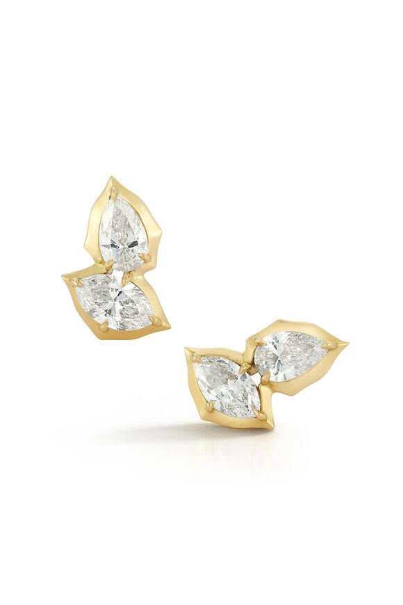 Jade Trau 18k Yellow Gold Poppy Studs II