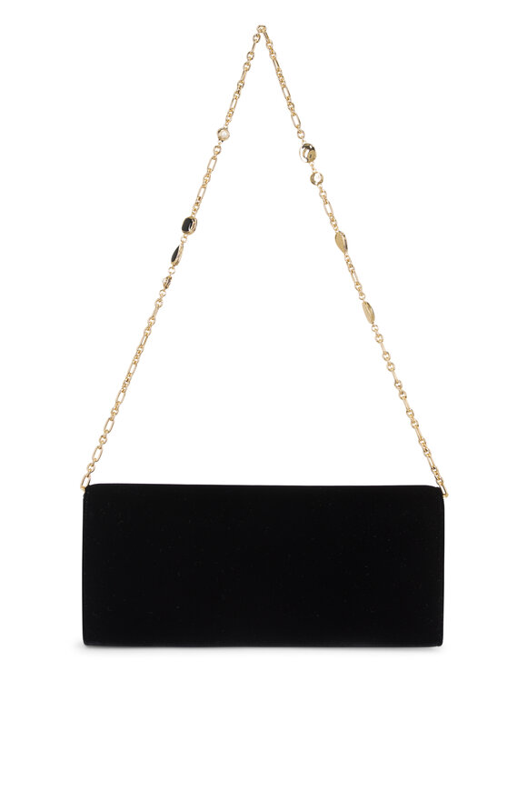 Saint Laurent Kate Black Velour Chain Clutch - view 2
