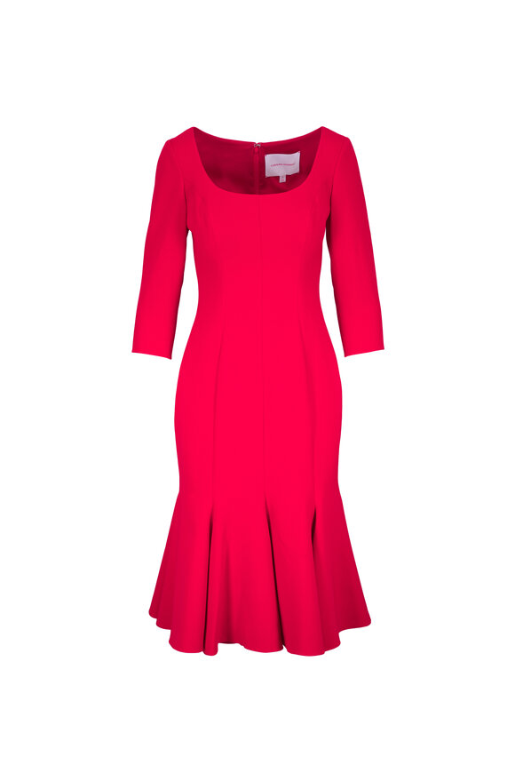 Carolina Herrera Red Trumpet Skirt Midi Dress