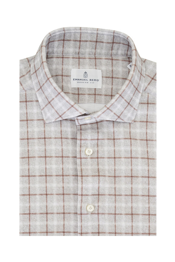 Emanuel Berg 4Flex Gray Plaid Sport Shirt