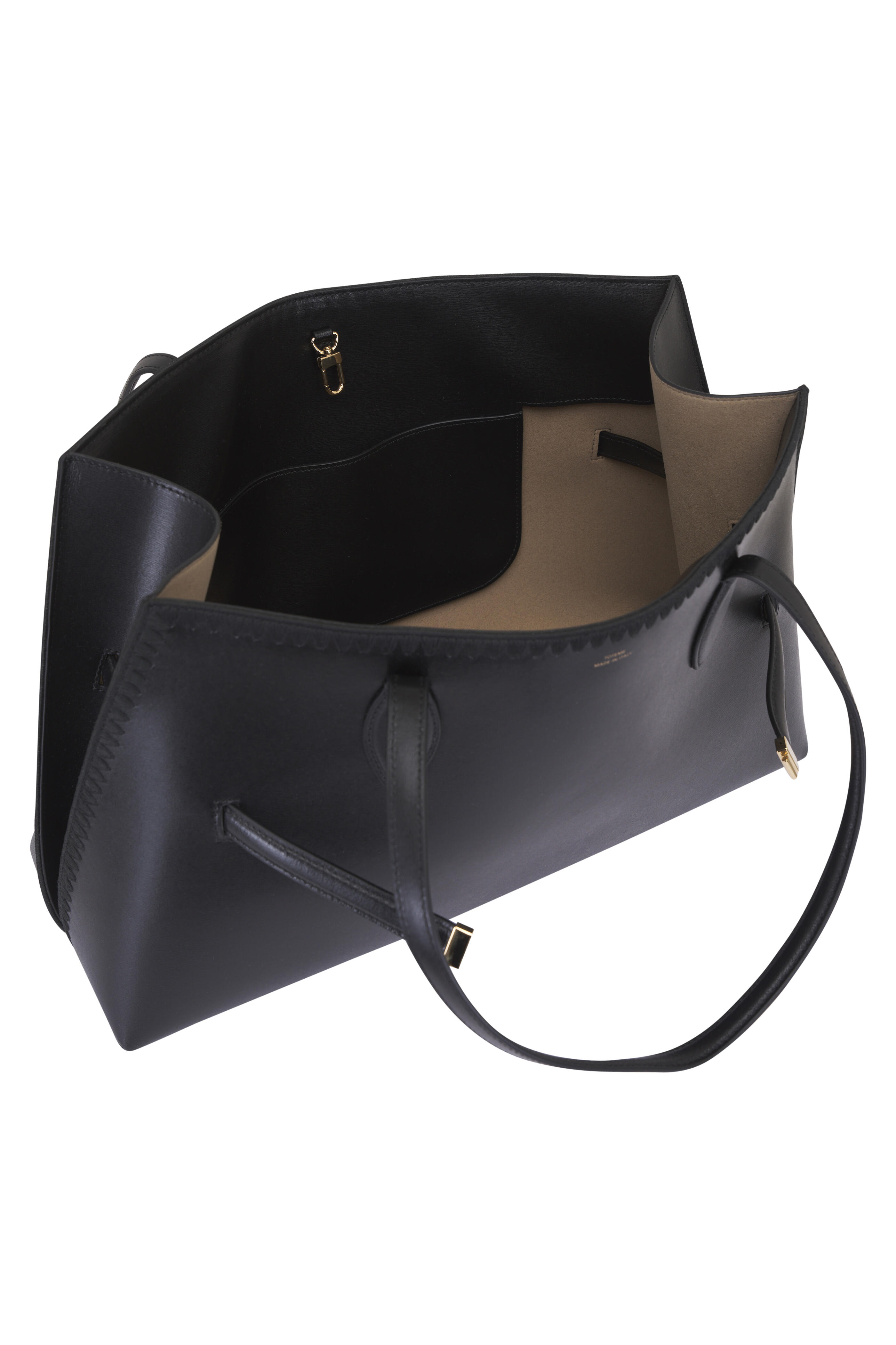 【TOTEME】刺繍入り レザー ラウンジトート ブラック Embroidered leather lounge tote black – TOTEME