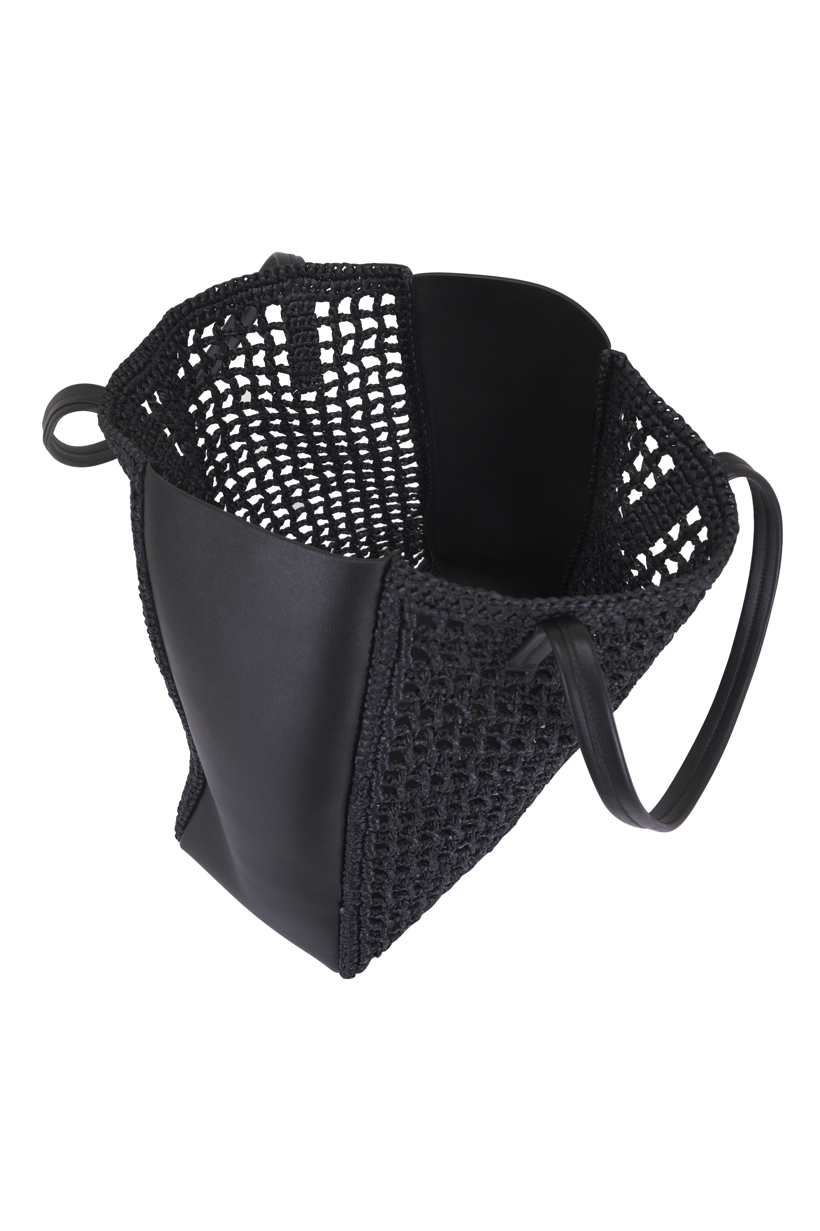 Khaite - Large Zoe Black Patchwork Raffia Tote