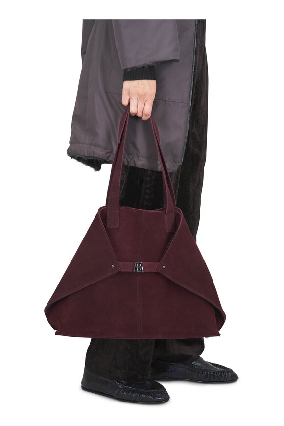 Akris Medium Ai Burgundy Suede Shoulder Tote - view 2