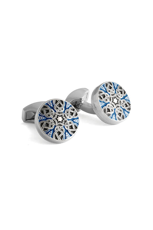 Tateossian Star Weave Blue Enamel Cufflinks