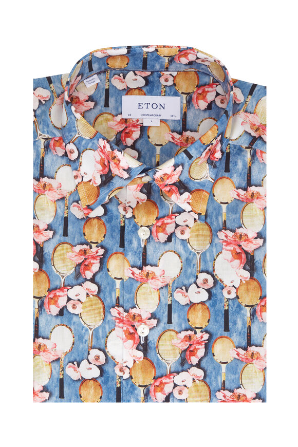 Eton - Floral & Rackets Contemporary Fit Dress Shirt