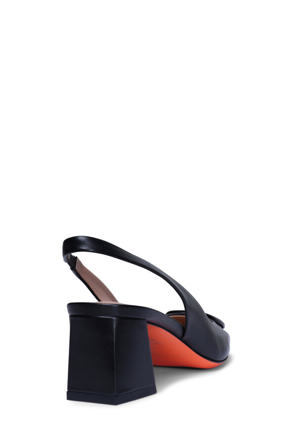Santoni Lemon Black Leather Slingback - view 3