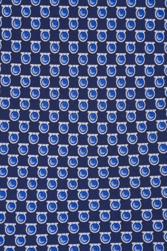 Ferragamo Navy Gancini Print Silk Necktie - view 2