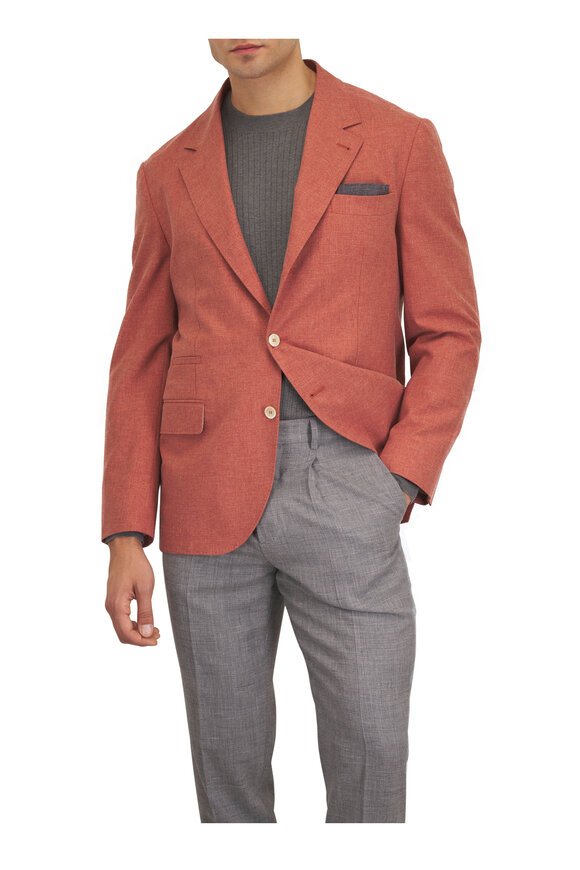 Brunello Cucinelli Anthracite & Taupe Geometric Silk Pocket Square - view 2