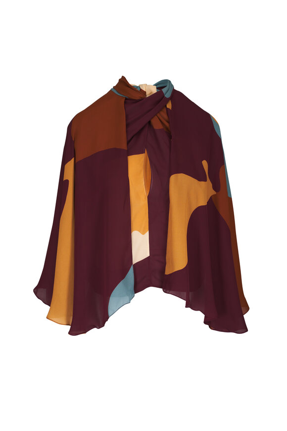 Johanna Ortiz The West Red Multicolor Silk Top