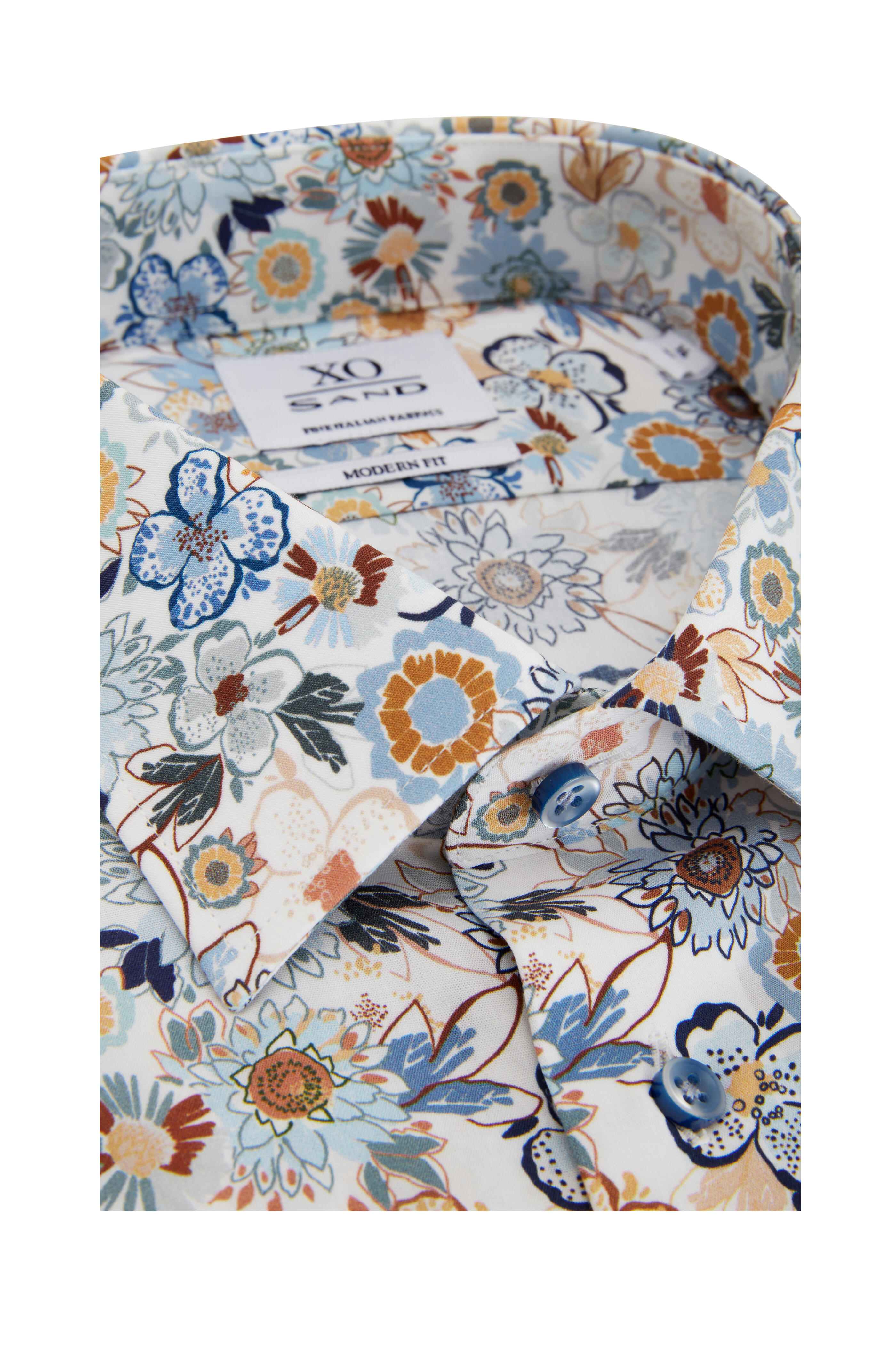 Sand - Gordon Light Blue & Tan Print Sport Shirt