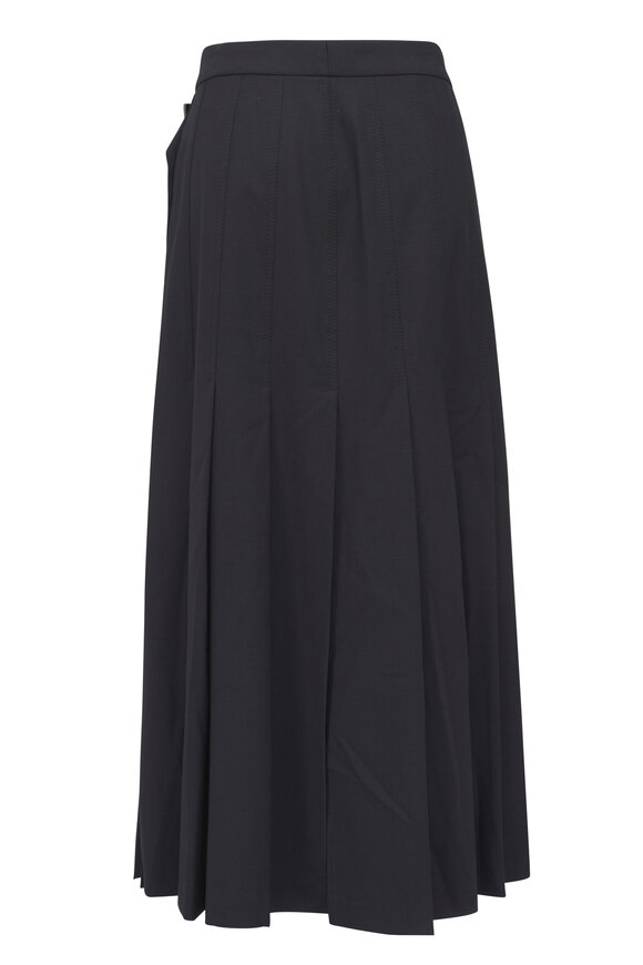 Brunello Cucinelli Tropical Blue Luxury Wool Silt Skirt - view 4