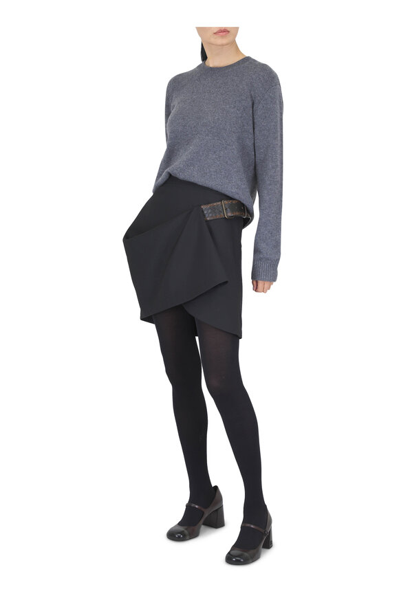 Bottega Veneta Black Grain De Poudre Wool Mini Skirt - view 2