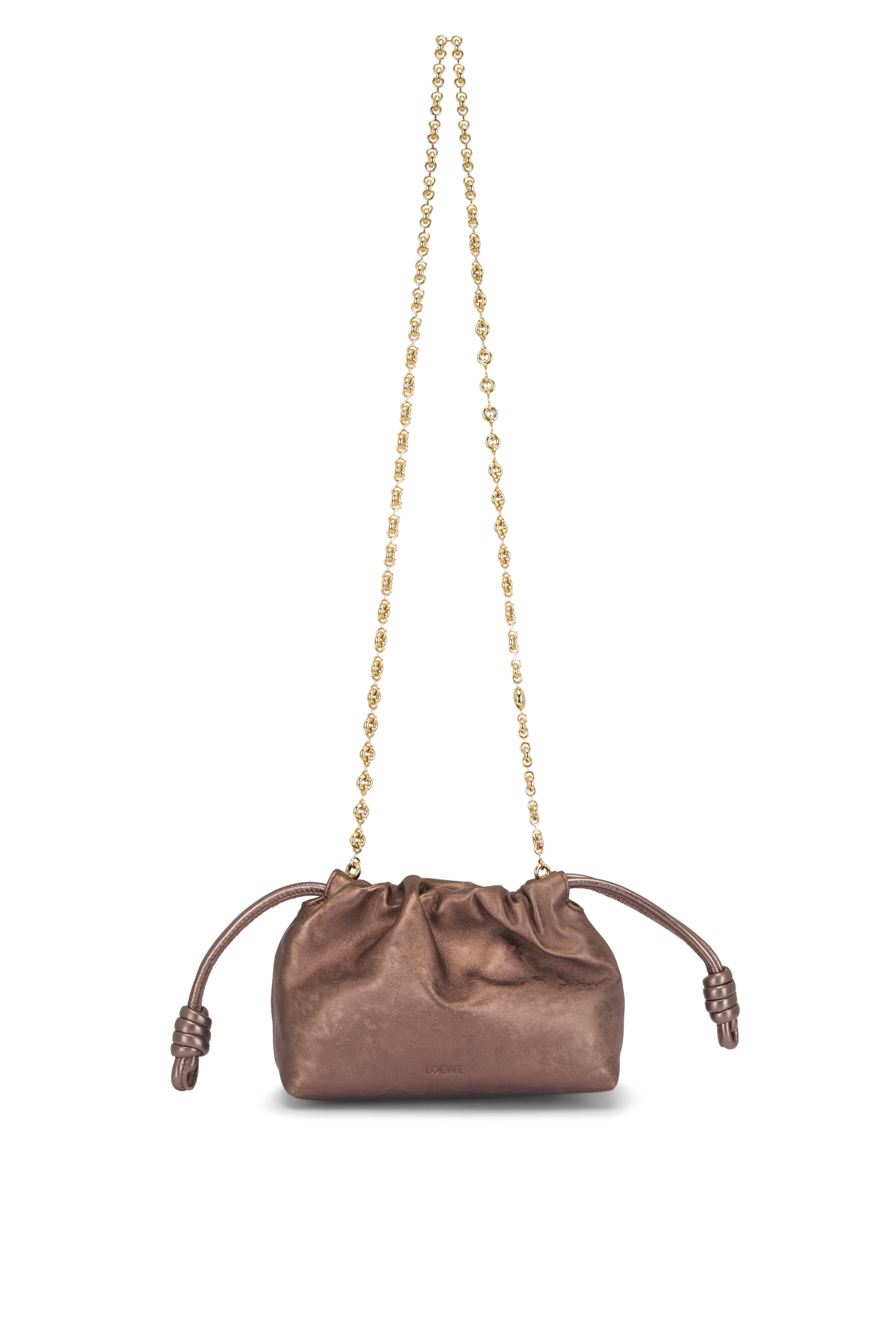 Loewe - Mini Flamenco Moiré Printed Bronze Leather Clutch