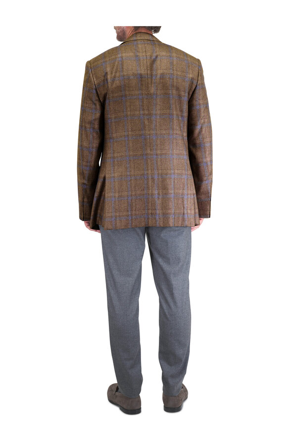 Canali Kei Brown & Periwinkle Plaid Sportcoat - view 4
