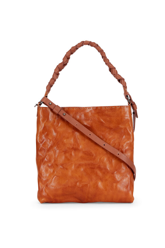 Henry Beguelin - Marmara Tan Rumpled Leather Braided Handle Bag